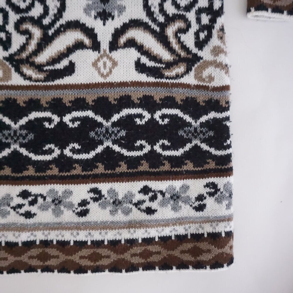 Vintage Brown Black Cabincore Eclectic Grandpa Patterned Knit Sweater L - Picture 5 of 9